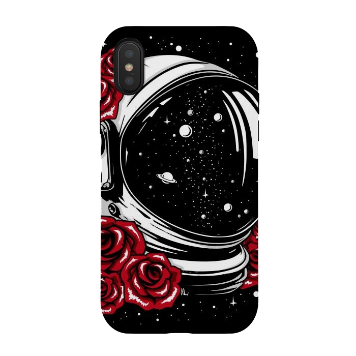 iPhone Xs / X StrongFit Astronaut Helmet of Roses by LM2Kone