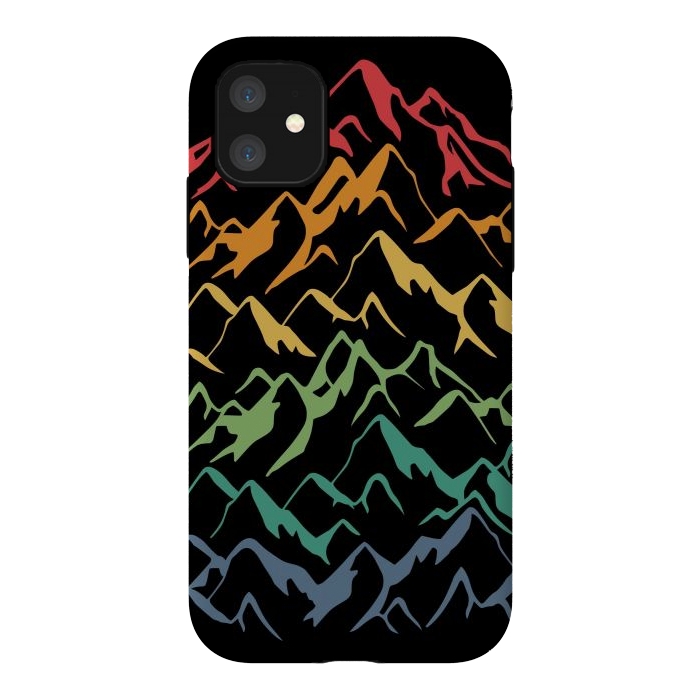 iPhone 11 StrongFit Retro Mountains Lines by LM2Kone