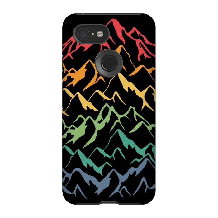 Pixel 3 StrongFit Retro Mountains Lines by LM2Kone