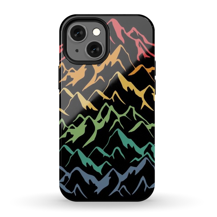 iPhone 12 mini StrongFit Retro Mountains Lines by LM2Kone