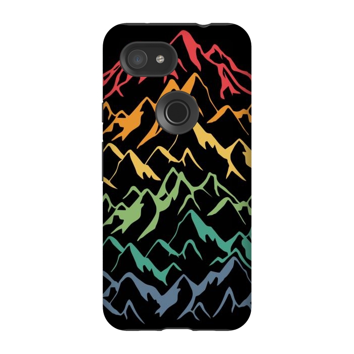 Pixel 3A StrongFit Retro Mountains Lines by LM2Kone