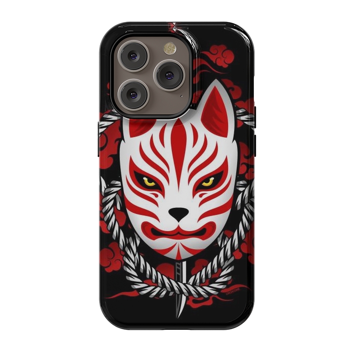 iPhone 14 Pro StrongFit Kitsune - Red Clouds by LM2Kone