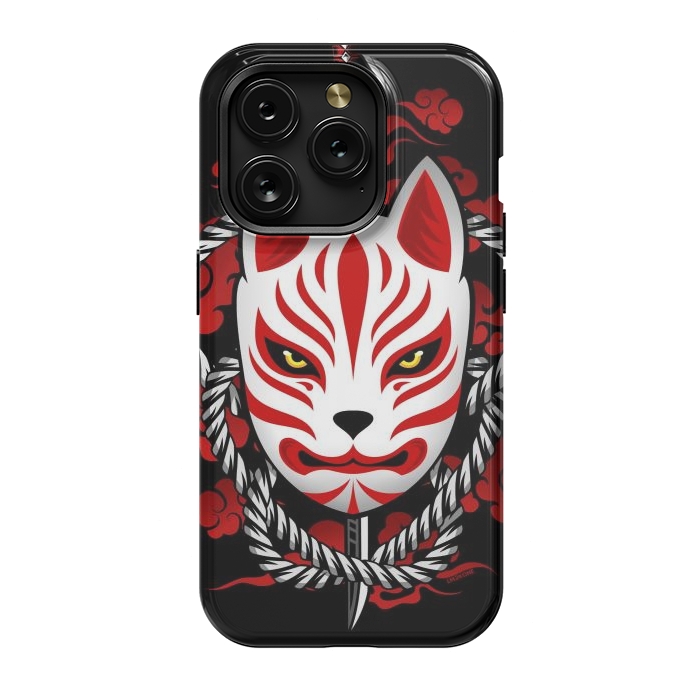 iPhone 15 Pro StrongFit Kitsune - Red Clouds by LM2Kone