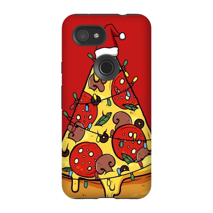 Pixel 3A StrongFit Merry Christmas Pizza by LM2Kone