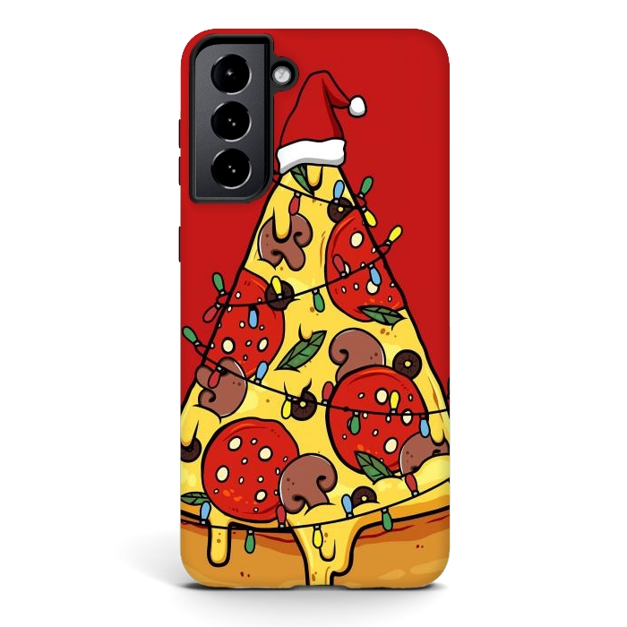 Galaxy S21 plus StrongFit Merry Christmas Pizza by LM2Kone