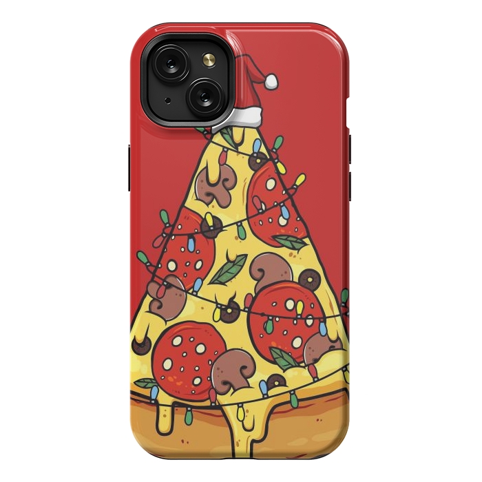 iPhone 15 Plus StrongFit Merry Christmas Pizza by LM2Kone