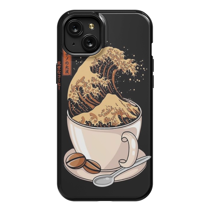iPhone 15 Plus StrongFit The Great Wave of Cappuccino by LM2Kone