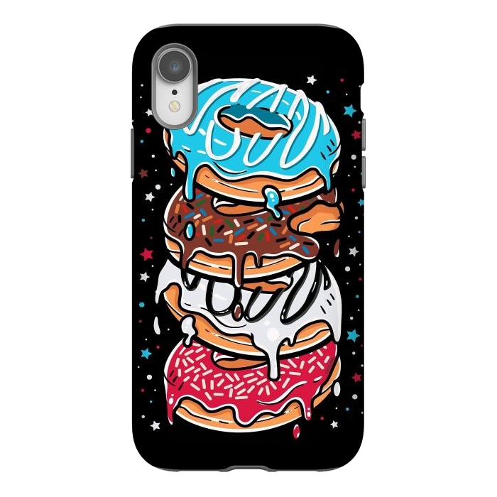 iPhone Xr StrongFit Stack of Multi-colored Donuts by LM2Kone