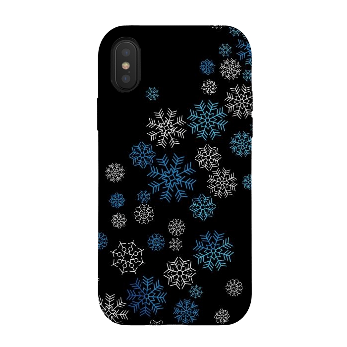 iPhone Xs / X StrongFit Christmas Blue Snow Pattern by LM2Kone