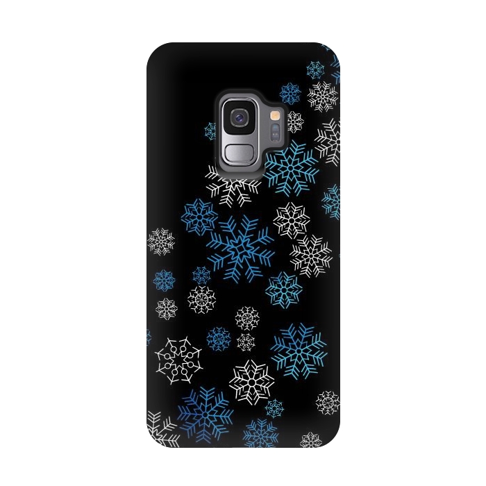 Galaxy S9 StrongFit Christmas Blue Snow Pattern by LM2Kone