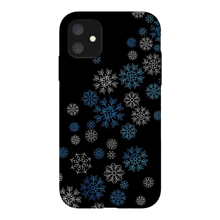 iPhone 11 StrongFit Christmas Blue Snow Pattern by LM2Kone