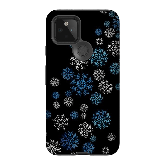 Pixel 5 StrongFit Christmas Blue Snow Pattern by LM2Kone