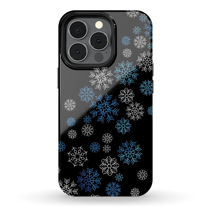 iPhone 13 pro StrongFit Christmas Blue Snow Pattern by LM2Kone