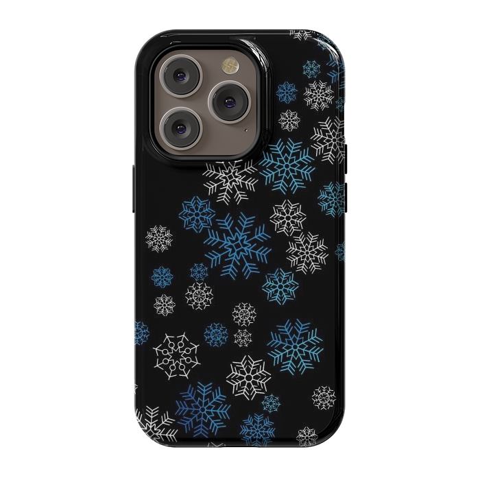iPhone 14 Pro StrongFit Christmas Blue Snow Pattern by LM2Kone