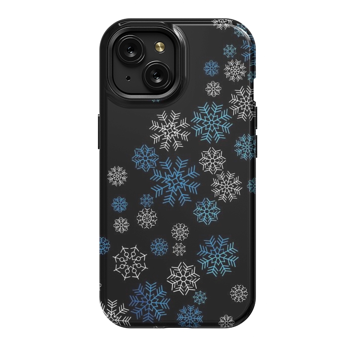 iPhone 15 StrongFit Christmas Blue Snow Pattern by LM2Kone