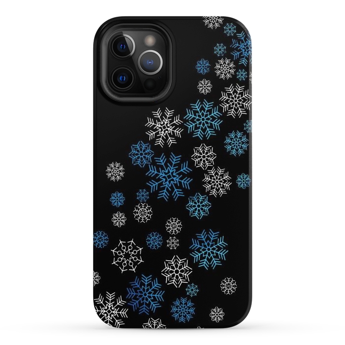 iPhone 12 Pro Max StrongFit Christmas Blue Snow Pattern by LM2Kone