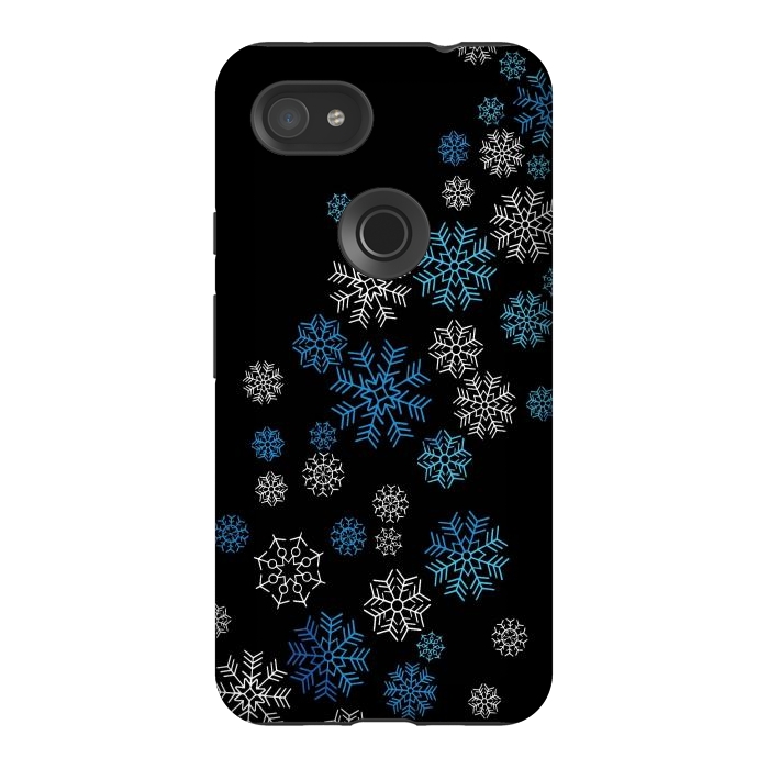 Pixel 3AXL StrongFit Christmas Blue Snow Pattern by LM2Kone