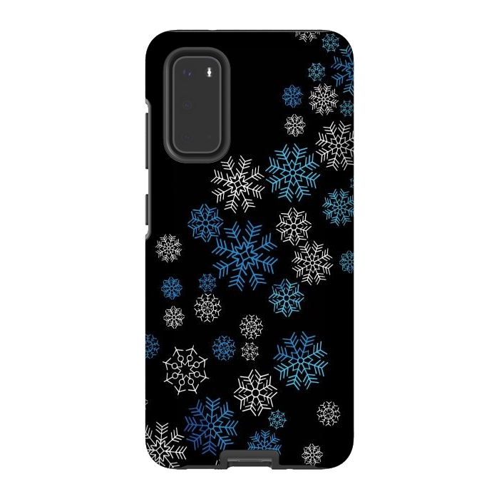 Galaxy S20 StrongFit Christmas Blue Snow Pattern by LM2Kone