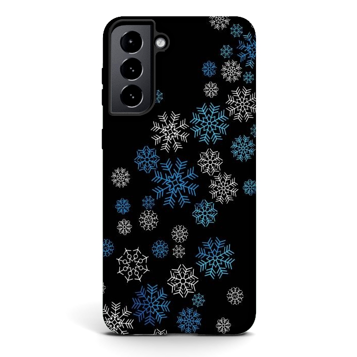 Galaxy S21 StrongFit Christmas Blue Snow Pattern by LM2Kone