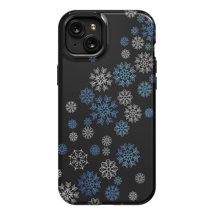 iPhone 15 Plus StrongFit Christmas Blue Snow Pattern by LM2Kone