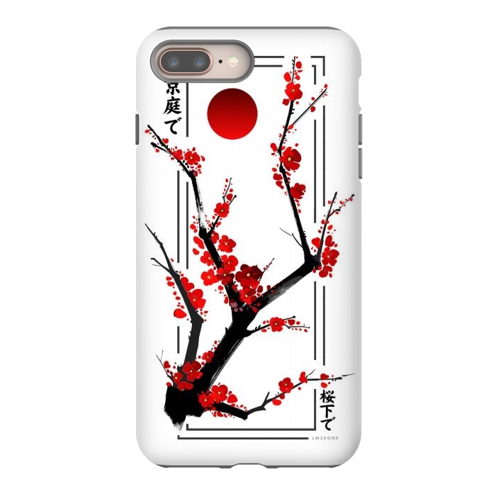 iPhone 7 plus StrongFit Modern Cherry Blossom - Black by LM2Kone
