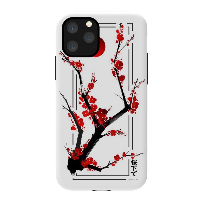 iPhone 11 Pro StrongFit Modern Cherry Blossom - Black by LM2Kone