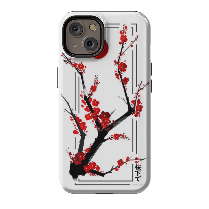 iPhone 14 StrongFit Modern Cherry Blossom - Black by LM2Kone