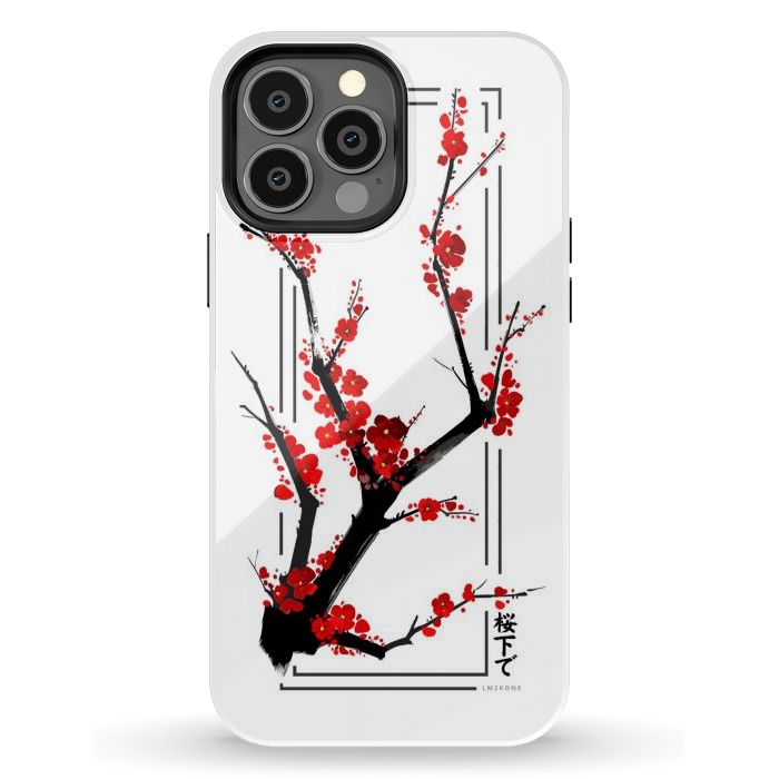 iPhone 13 Pro Max StrongFit Modern Cherry Blossom - Black by LM2Kone