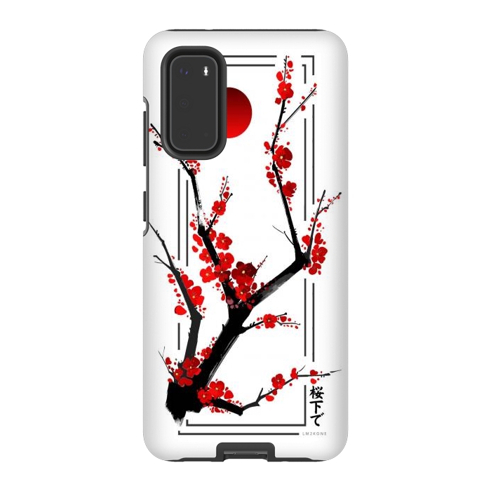 Galaxy S20 StrongFit Modern Cherry Blossom - Black by LM2Kone