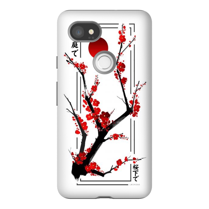 Pixel 2XL StrongFit Modern Cherry Blossom - Black by LM2Kone