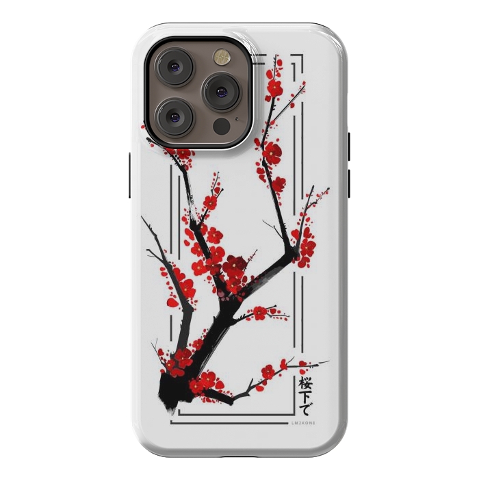 iPhone 14 Pro max StrongFit Modern Cherry Blossom - Black by LM2Kone