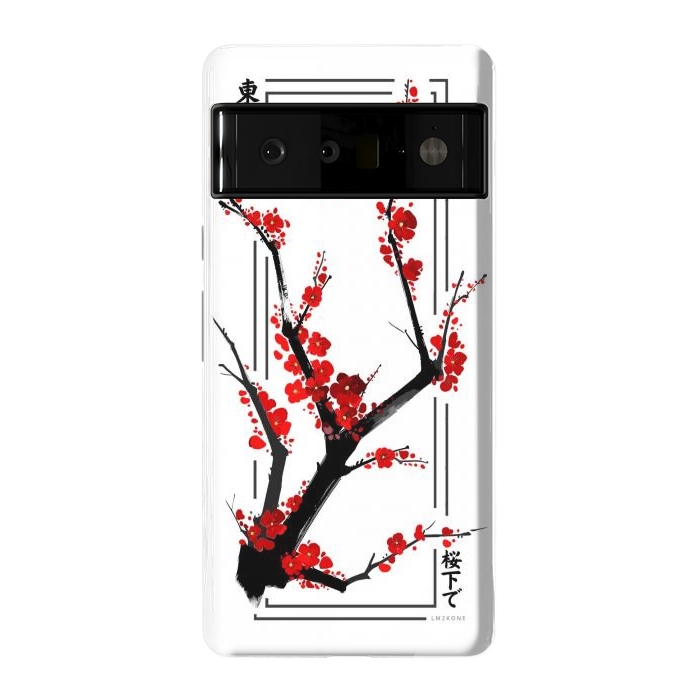 Pixel 6 Pro StrongFit Modern Cherry Blossom - Black by LM2Kone