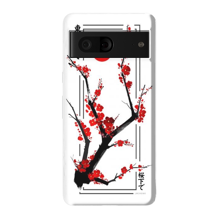 Pixel 7 StrongFit Modern Cherry Blossom - Black by LM2Kone
