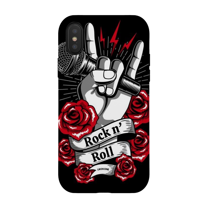 iPhone Xs / X StrongFit Rock N Roll - Metal Roses by LM2Kone