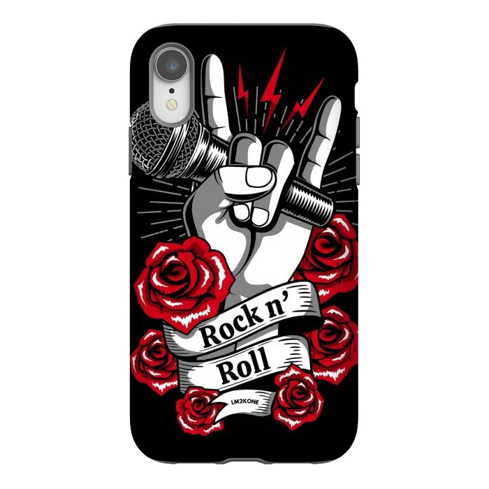 iPhone Xr StrongFit Rock N Roll - Metal Roses by LM2Kone