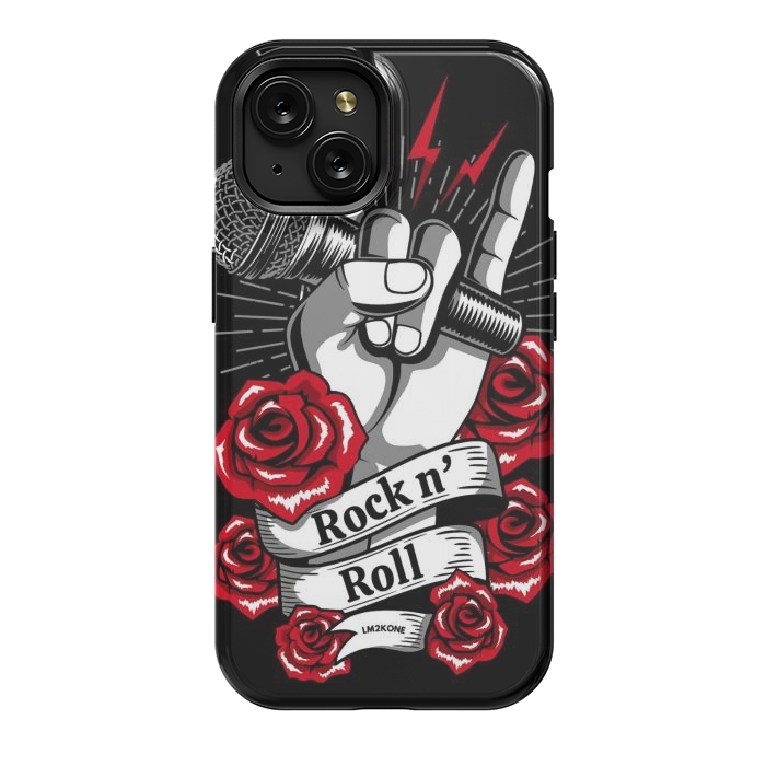 iPhone 15 StrongFit Rock N Roll - Metal Roses by LM2Kone