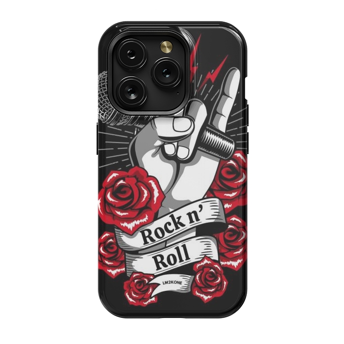 iPhone 15 Pro StrongFit Rock N Roll - Metal Roses by LM2Kone