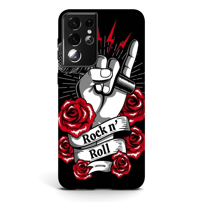 Galaxy S21 ultra StrongFit Rock N Roll - Metal Roses by LM2Kone