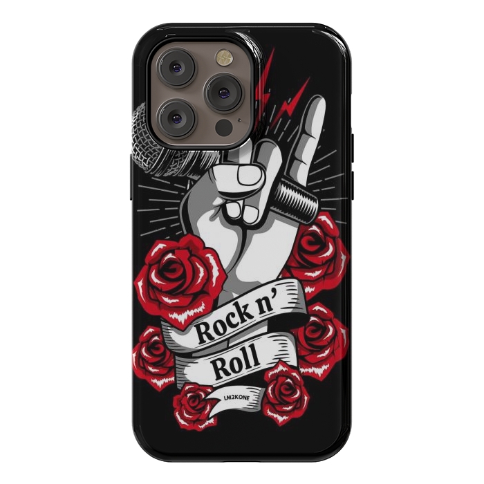 iPhone 14 Pro max StrongFit Rock N Roll - Metal Roses by LM2Kone