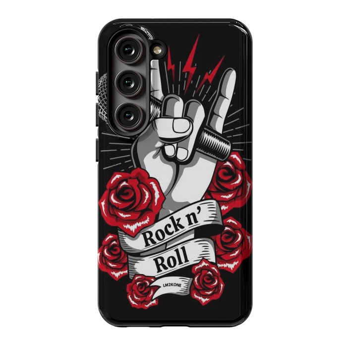 Galaxy S23 StrongFit Rock N Roll - Metal Roses by LM2Kone