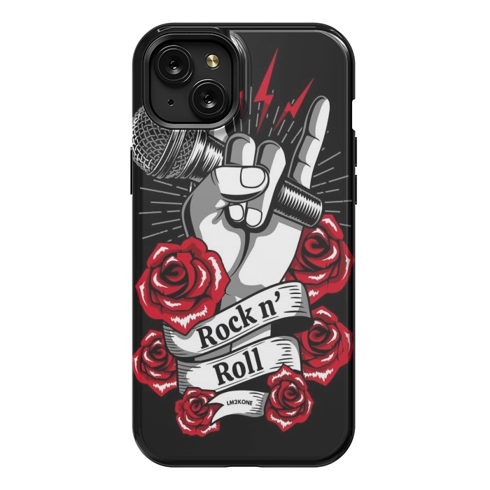 iPhone 15 Plus StrongFit Rock N Roll - Metal Roses by LM2Kone