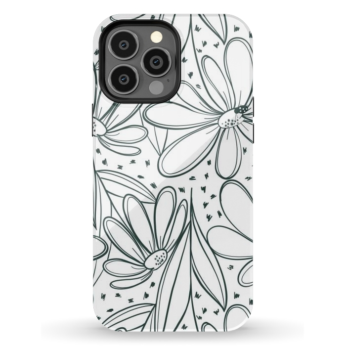 iPhone 13 Pro Max StrongFit Linework Flowers by Tiny Thistle Studio