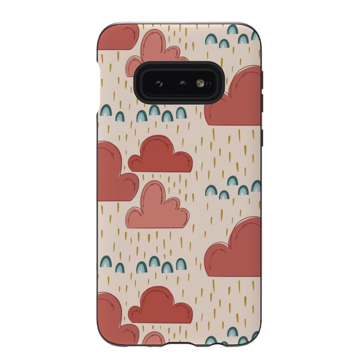 Galaxy S10e StrongFit Rainbows & Clouds by Tiny Thistle Studio