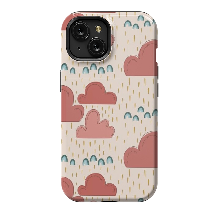 iPhone 15 StrongFit Rainbows & Clouds by Tiny Thistle Studio