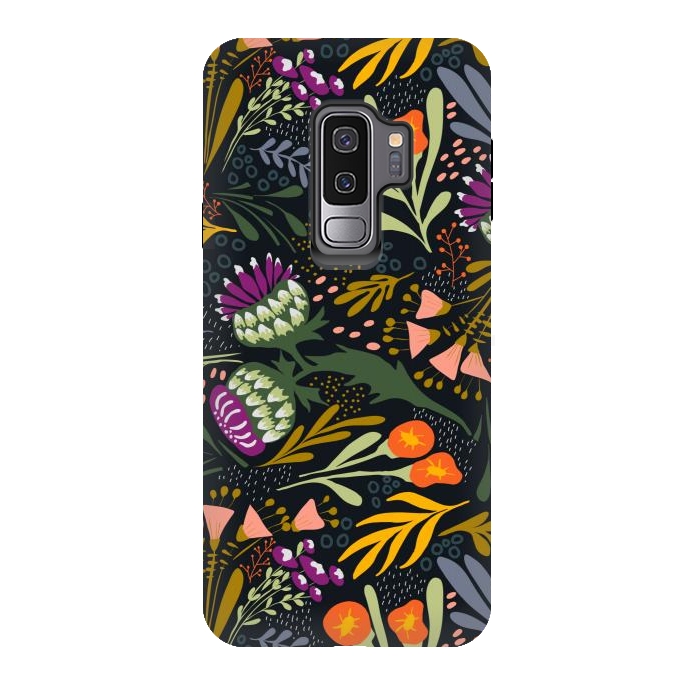 Galaxy S9 plus StrongFit Thistles & Sprigs by Tiny Thistle Studio
