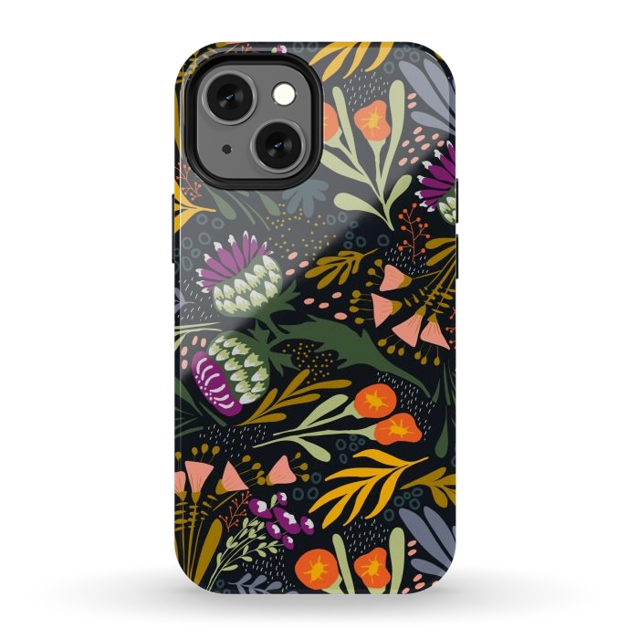 iPhone 12 mini StrongFit Thistles & Sprigs by Tiny Thistle Studio