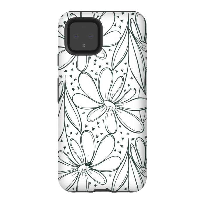 Pixel 4 StrongFit Linework Flowers by Tiny Thistle Studio