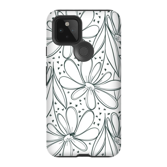 Pixel 5 StrongFit Linework Flowers by Tiny Thistle Studio