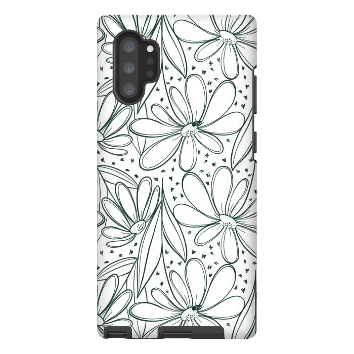 Galaxy Note 10 plus StrongFit Linework Flowers by Tiny Thistle Studio