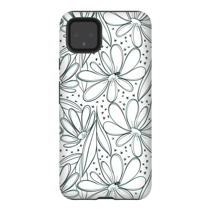 Pixel 4XL StrongFit Linework Flowers by Tiny Thistle Studio